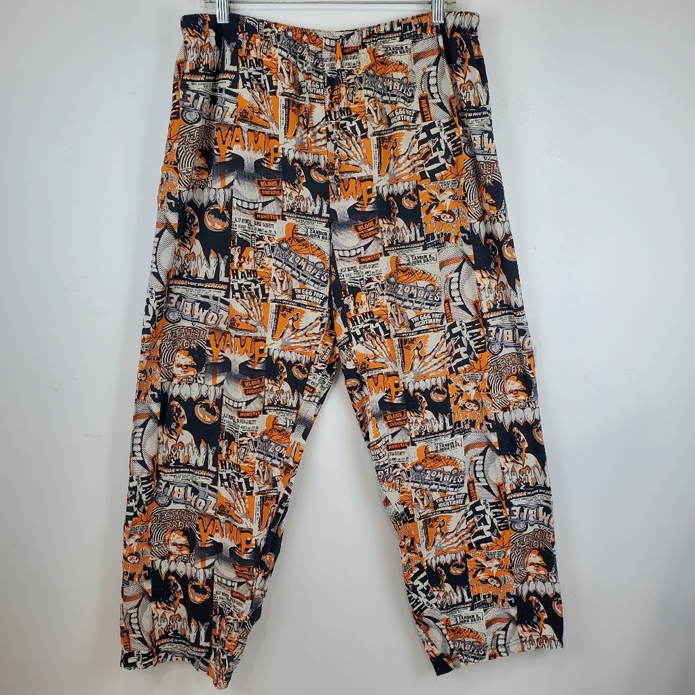 Vintage Zombie Horror Movie Night Pajamas PJ Bottoms Pants Medium Unisex Cotton - Picture 2 of 9